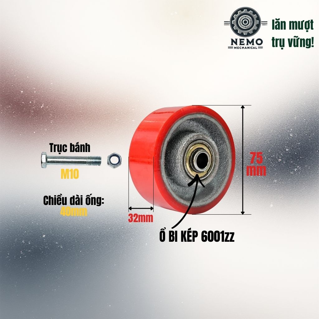 Bánh Xe Rời PU Siêu Bền – Kháng Hóa Chất, Chịu Tải Cao & Bảo Vệ Sàn